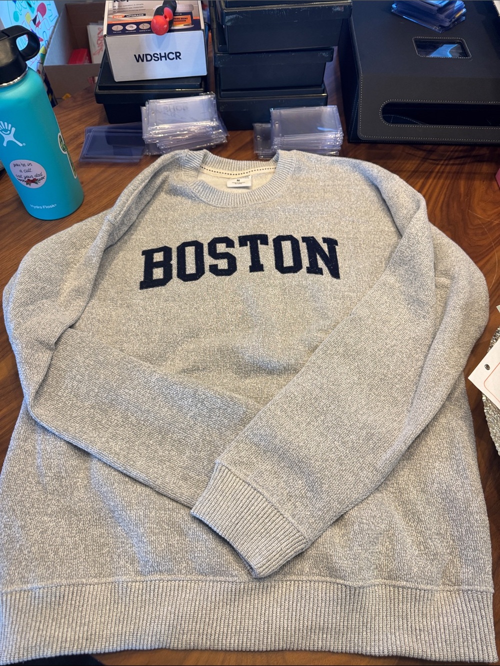 Women's Gray 'Boston' Crewneck Sweater - Classic Collegiate Style